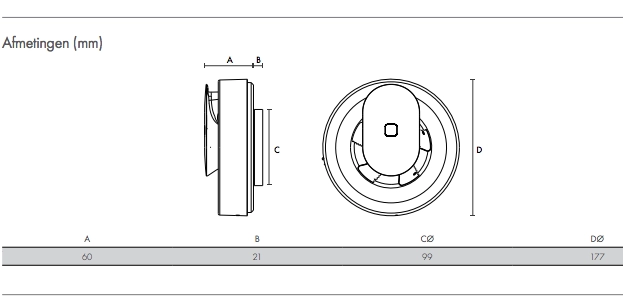 Vent-Axia Svara badkamer ventilator - App gestuurd met vocht-en-licht-sensor